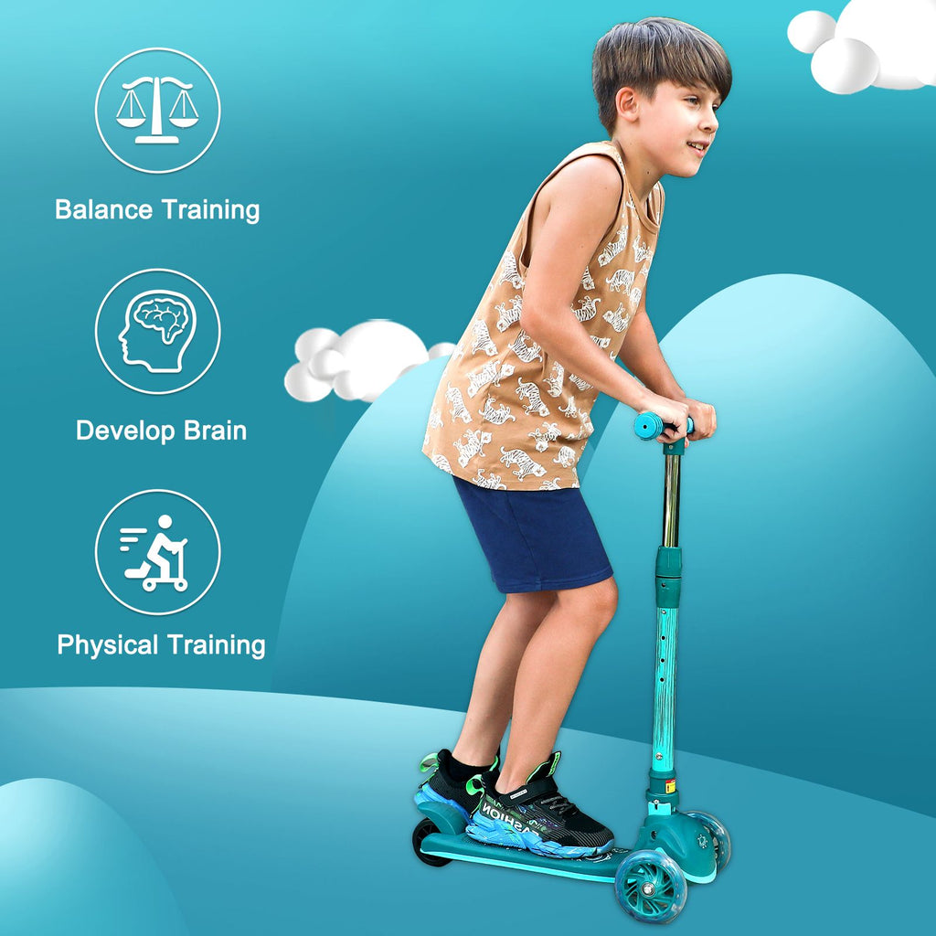Yeah Depot - Kick Scooter for Kids, Wheel with Brake, Adjustable Height Handlebar, Lightweight, Aged 3-10, Wide Standing Board