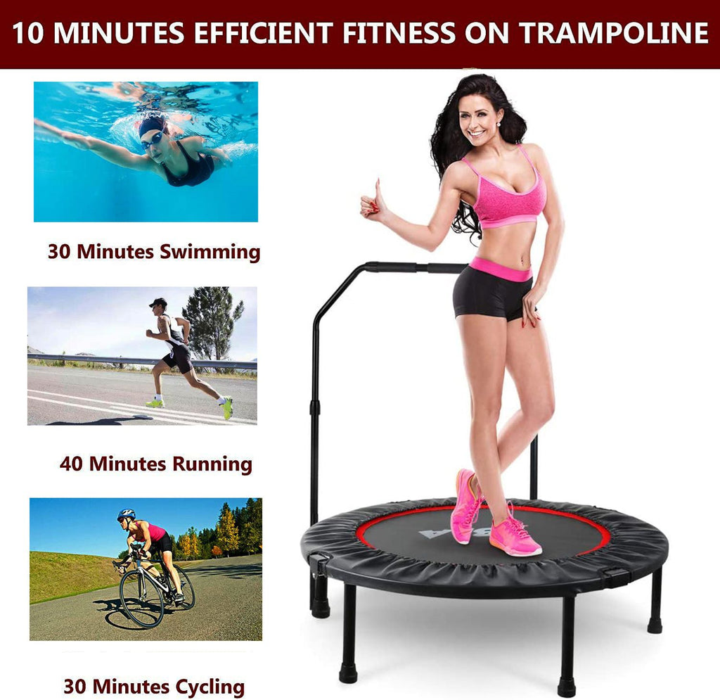 Yeah Depot - 40 Inch Mini Exercise Trampoline for Adults or Kids Indoor Fitness Rebounder Trampoline with Safety Pad Max. Load 300LBS