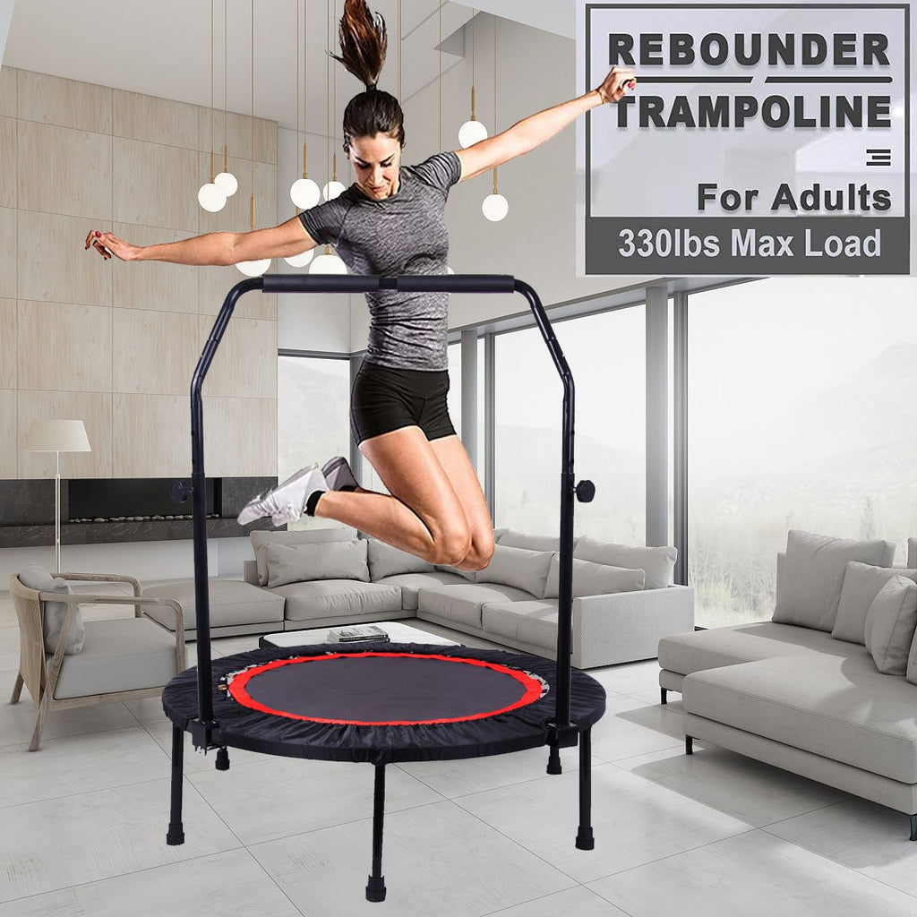 Yeah Depot - 40 Inch Mini Exercise Trampoline for Adults or Kids Indoor Fitness Rebounder Trampoline with Safety Pad Max. Load 300LBS
