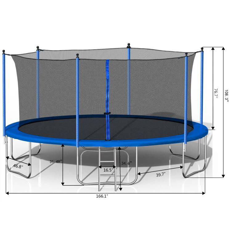 Yeah Depot - 14FT Trampoline with Safety Enclosure Net,Heavy Duty Jumping Mat and Spring Cover Padding for Kids and Adults, Ladder