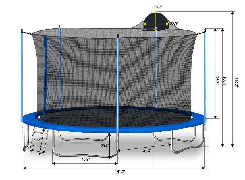 Yeah Depot - 12FT Trampoline for Adults & Kids with Basketball Hoop, Outdoor Trampolines w/Ladder and Safety Enclosure Net for Kids and adults
