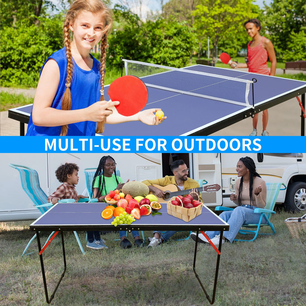 Yeah Depot - Table Tennis Table Foldable & Portable Ping Pong Table Set with Net and 2 Ping Pong Paddles for Indoor Outdoor Game