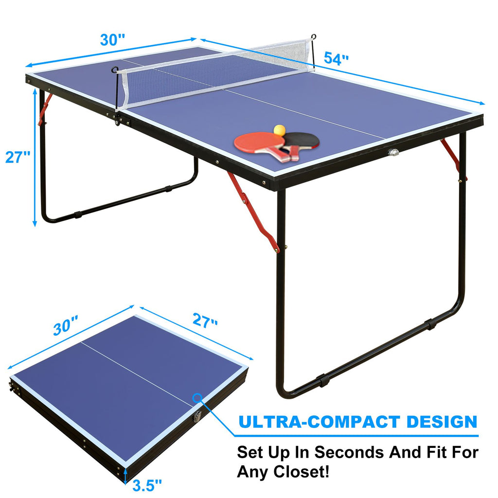 Yeah Depot - Table Tennis Table Foldable & Portable Ping Pong Table Set with Net and 2 Ping Pong Paddles for Indoor Outdoor Game