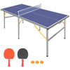 Yeah Depot - 6ft Mid-Size Table Tennis Table Foldable & Portable Ping Pong Table Set for Indoor & Outdoor Games with Net, 2 Table Tennis Paddles and 3 Balls