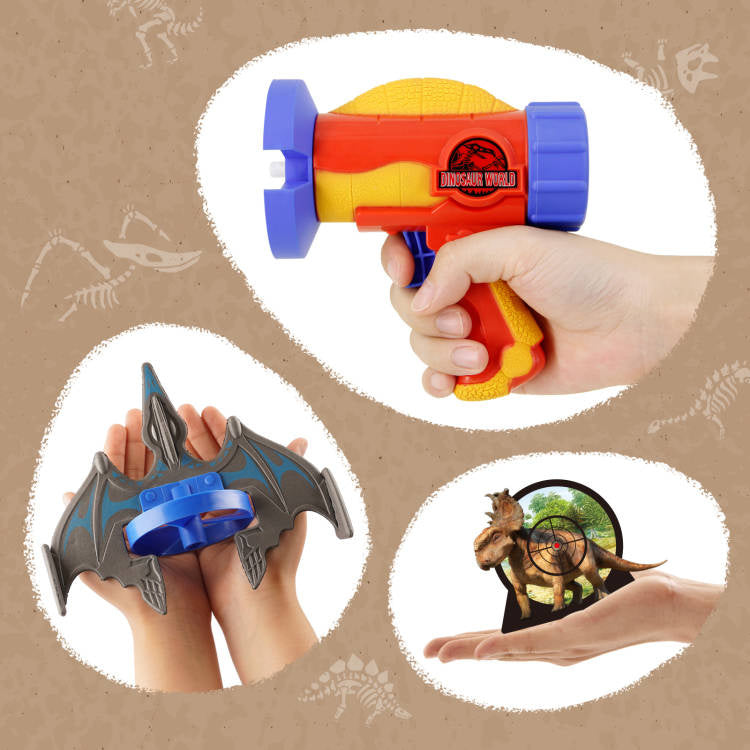 Kiwi Toy&Hobby - Rocket Launcher Airplane Toy with Dinosaur Targets Foam Pterosaur Shooting Games for Outdoor Kids Toys 5 6 7 8 Year Old Boy Catapult Plane Toy Christmas Easter Gift