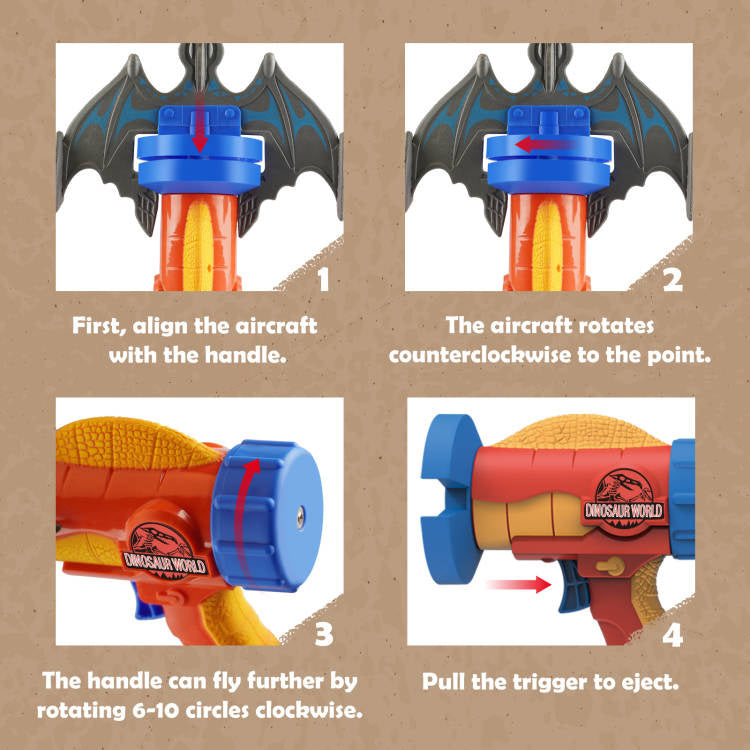 Kiwi Toy&Hobby - Rocket Launcher Airplane Toy with Dinosaur Targets Foam Pterosaur Shooting Games for Outdoor Kids Toys 5 6 7 8 Year Old Boy Catapult Plane Toy Christmas Easter Gift
