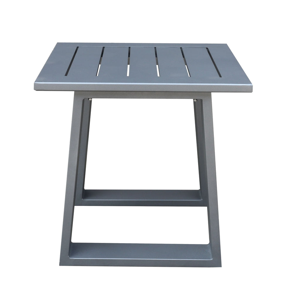 Yeah Depot - Outdoor Indoor Aluminum Square End Table/Side Table, Powdered Pewter