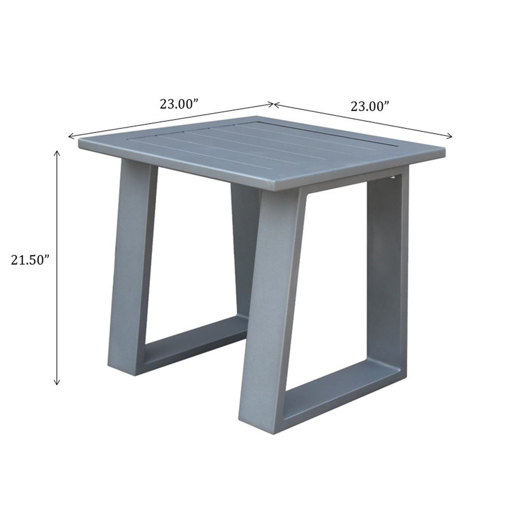Yeah Depot - Outdoor Indoor Aluminum Square End Table/Side Table, Powdered Pewter