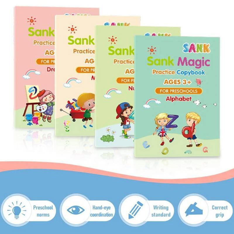 Smilegive - Sank Magic Practice Copybook no erase children's poster in English grooved poster