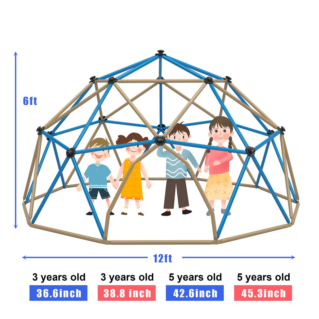 Yeah Depot - Kids Climbing Dome Tower - 12 ft Jungle Gym Geometric Playground Dome Climber Monkey Bars Play Center, Rust & UV Resistant Steel Supporting 1000 LBS