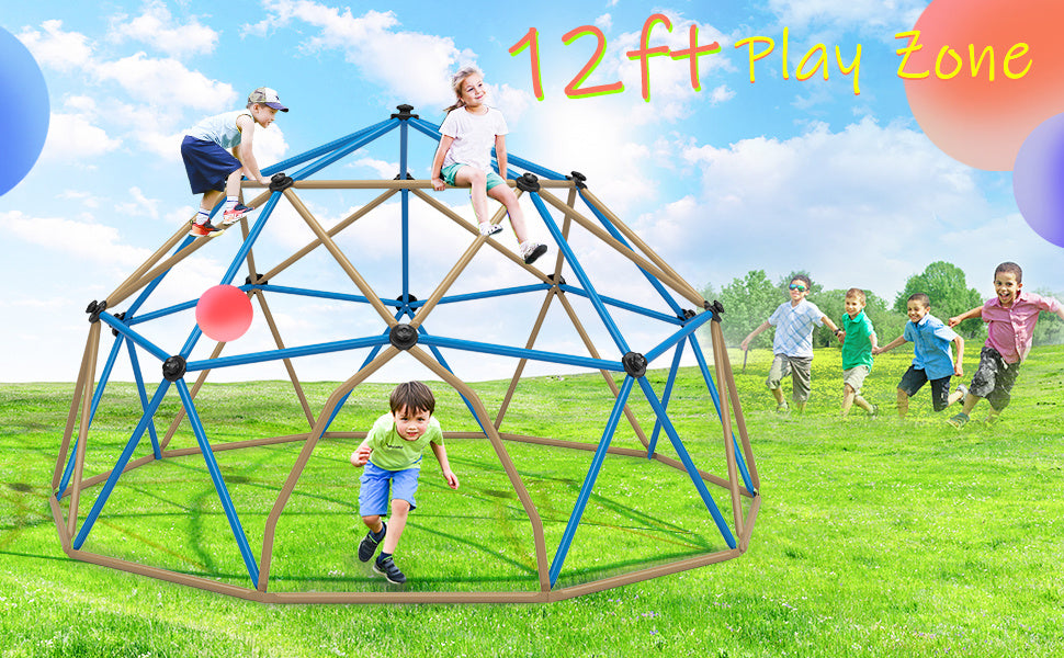 Yeah Depot - Kids Climbing Dome Tower - 12 ft Jungle Gym Geometric Playground Dome Climber Monkey Bars Play Center, Rust & UV Resistant Steel Supporting 1000 LBS