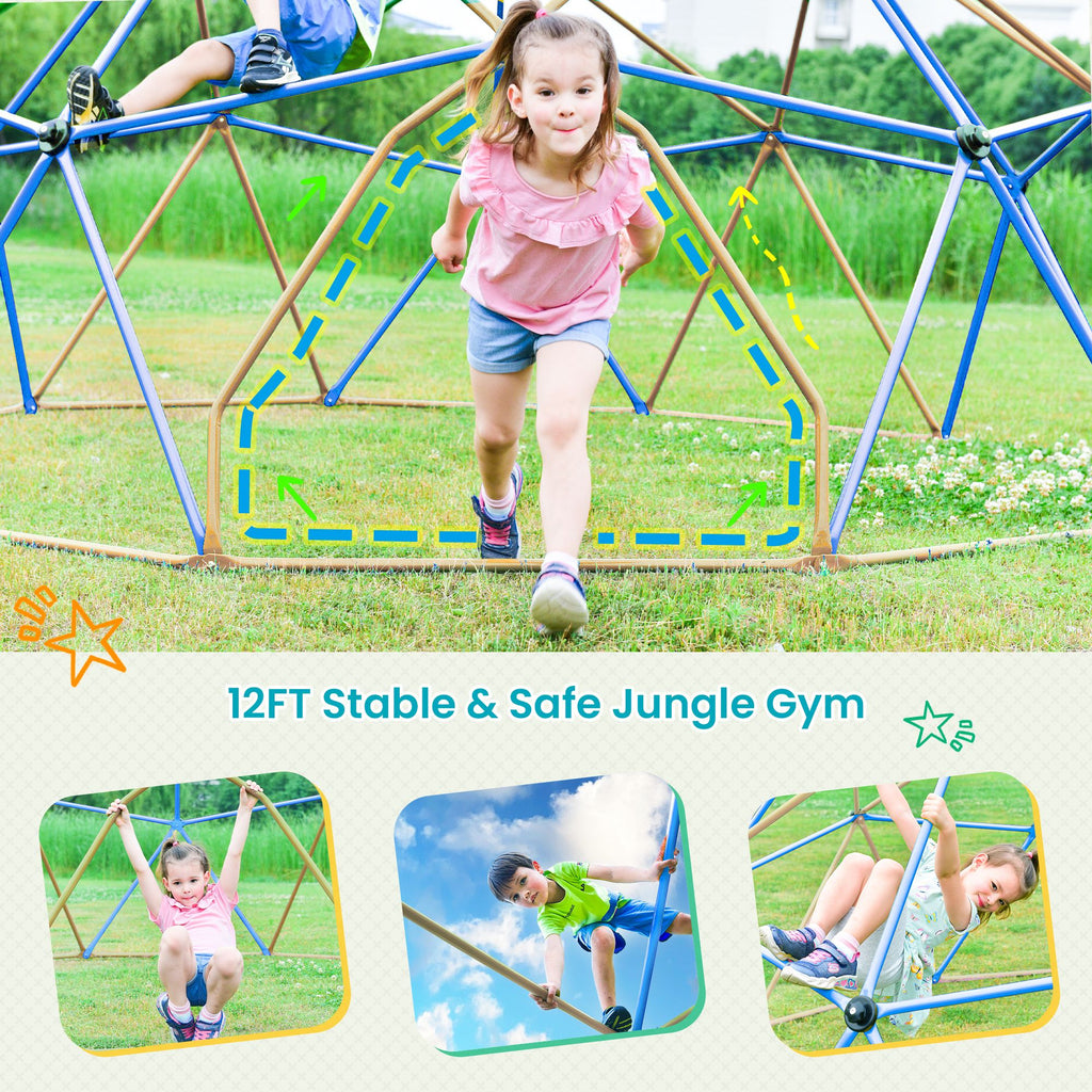 Yeah Depot - Kids Climbing Dome Tower - 12 ft Jungle Gym Geometric Playground Dome Climber Monkey Bars Play Center, Rust & UV Resistant Steel Supporting 1000 LBS