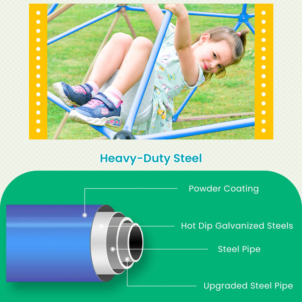 Yeah Depot - Kids Climbing Dome Tower - 12 ft Jungle Gym Geometric Playground Dome Climber Monkey Bars Play Center, Rust & UV Resistant Steel Supporting 1000 LBS