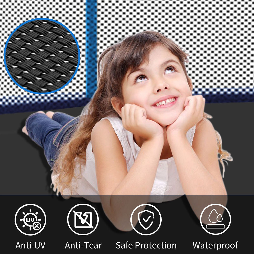 Yeah Depot - 8ft Blue Outdoor Toddler Trampoline with Enclosure Safety Net Jumping Fun Trampoline, heavy-duty jump pads, spring-loaded for children and adults, Gifts for Boys/Girls