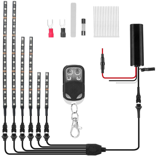 Eggracks by Global Phoenix - 6Pcs Motorcycle LED Light Strips Multi-Color Neon Light Kits Waterproof DC 12V RGB Atmosphere Lights