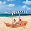 Yeah Depot - Kids Sandbox with Adjustable Cover, 46'' Wooden Sand Box with 2 Foldable Bench Seats, Outdoor Sandpit for Backyard Play