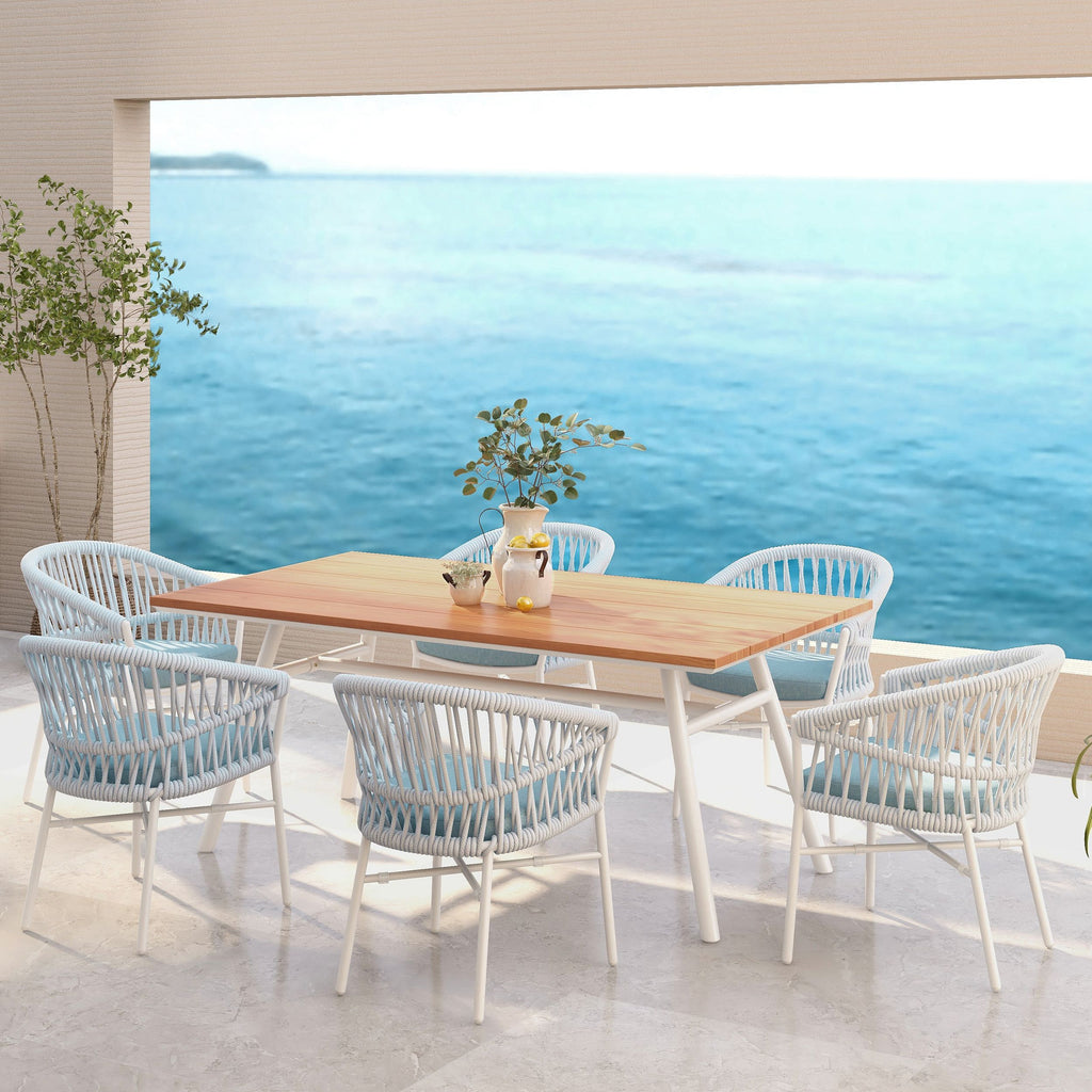 Yeah Depot - Maiden 71'' 6-Seater Teak & Aluminum Patio Dining Table, Natural Teak