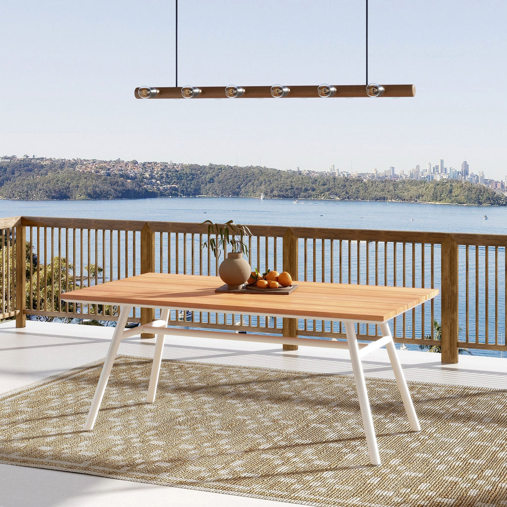 Yeah Depot - Maiden 71'' 6-Seater Teak & Aluminum Patio Dining Table, Natural Teak
