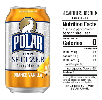 Flexile - Polar Seltzer Water Orange Vanilla, 12 fl oz cans, 8pk