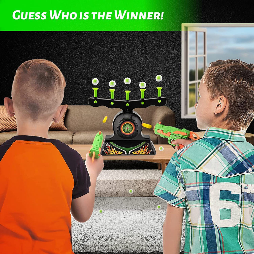 RAINBEAN - Shooting Targets for Nerf Guns Shooting Game Glow in The Dark Floating Ball Target Practice Toys for Kids Boys Hover Shot 1 Blaster Toy Gun 10 Soft Foam Balls 3 Darts Gift