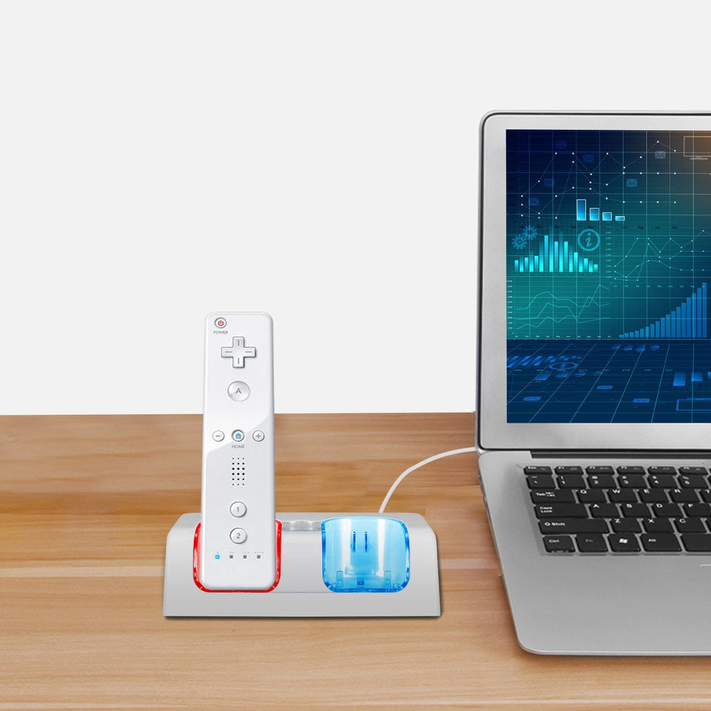Eggracks by Global Phoenix - For Wii Remote Controller Charger Dual Charge Dock with Two 2800mAh Rechargeable Batteries