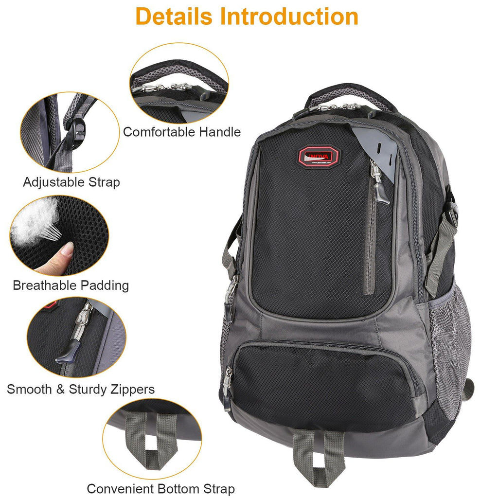 Eggracks by Global Phoenix - Unisex School Backpack Casual Travel Shoulder Bag W/ Adjustable Straps Dual-Water Bottle Pouch