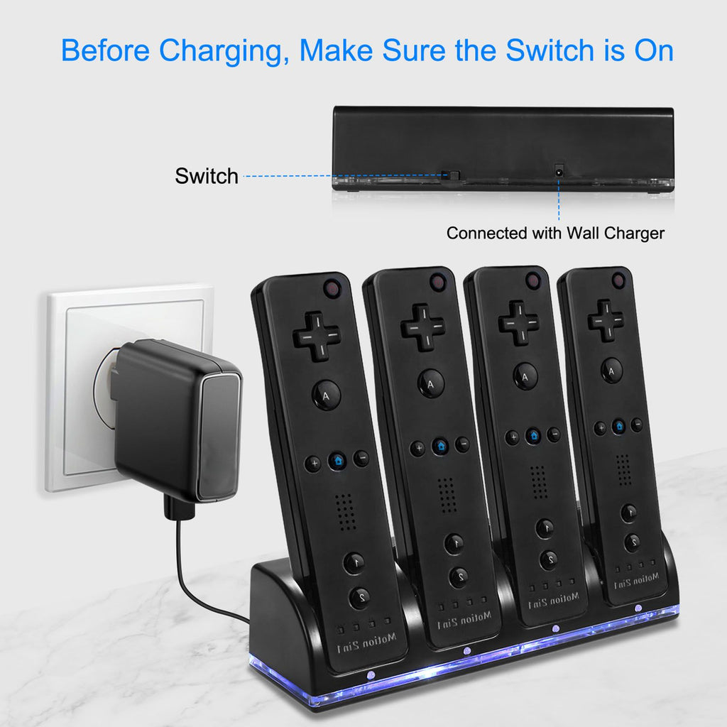 Eggracks by Global Phoenix - 4 Remotes Charging Dock Game Controller Charger 2800mAh Rechargeable Battery Charging Stations