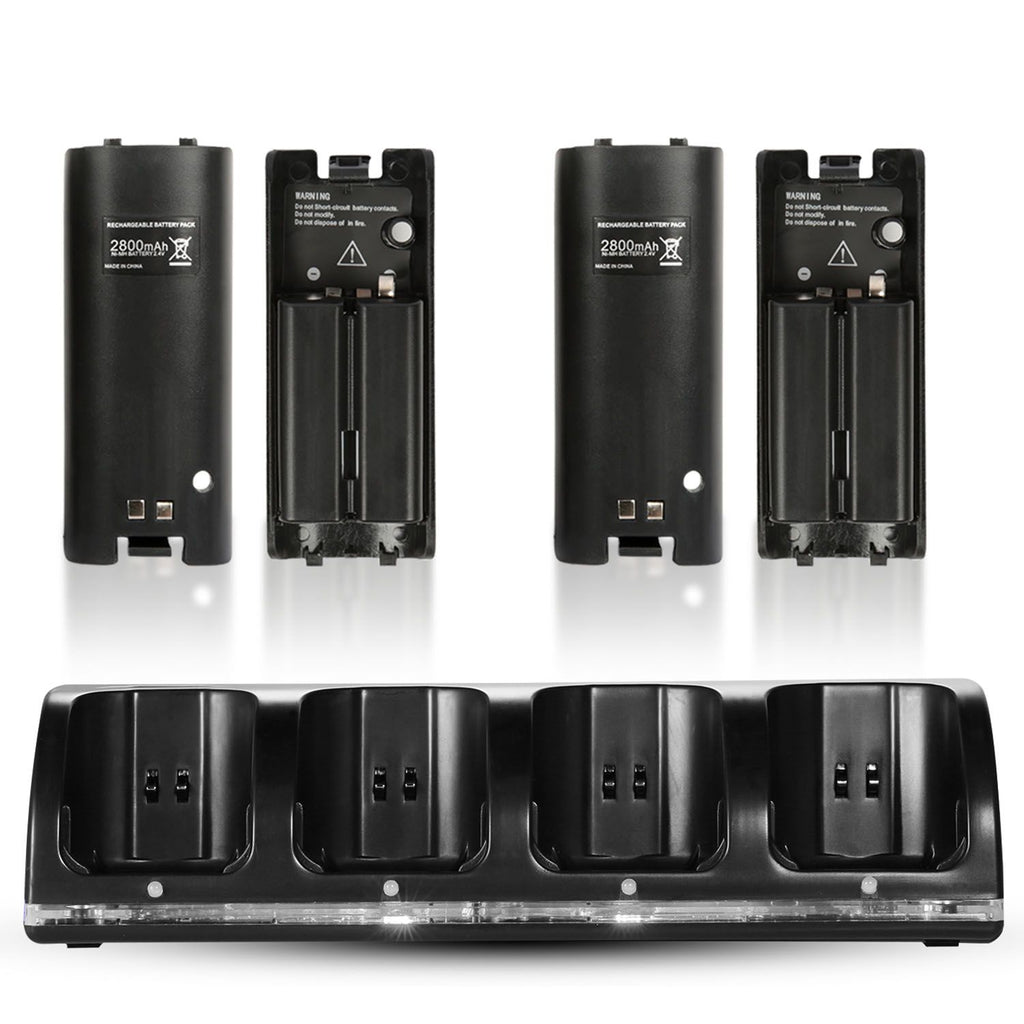 Eggracks by Global Phoenix - 4 Remotes Charging Dock Game Controller Charger 2800mAh Rechargeable Battery Charging Stations