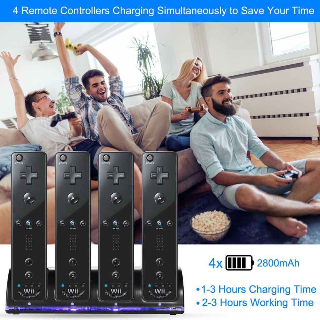Eggracks by Global Phoenix - 4 Remotes Charging Dock Game Controller Charger 2800mAh Rechargeable Battery Charging Stations