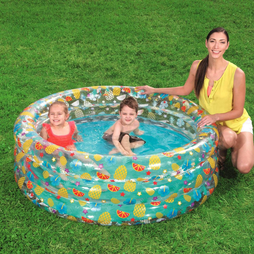Eggracks by Global Phoenix - 59x21in Inflatable Swimming Pool Blow Up Family Pool For 3 Kids Foldable Swim Ball Pool Center