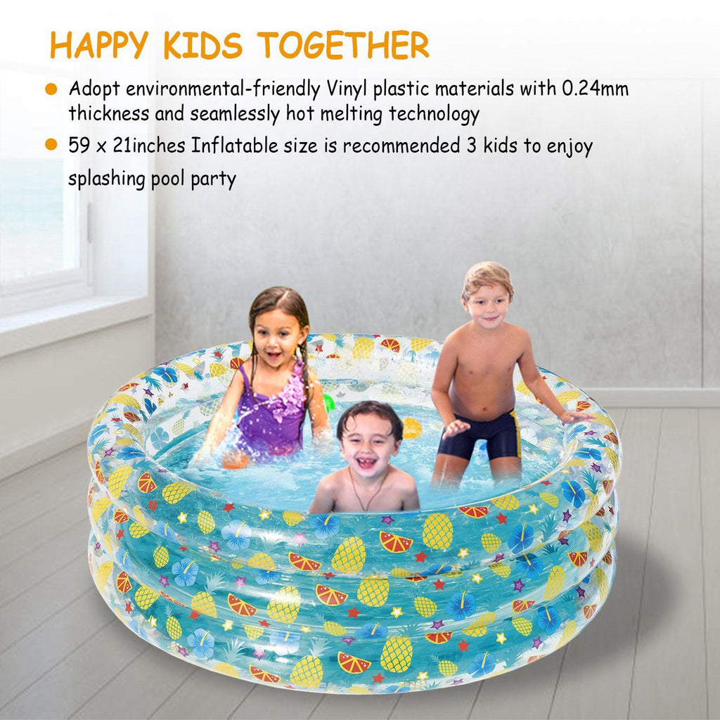 Eggracks by Global Phoenix - 59x21in Inflatable Swimming Pool Blow Up Family Pool For 3 Kids Foldable Swim Ball Pool Center