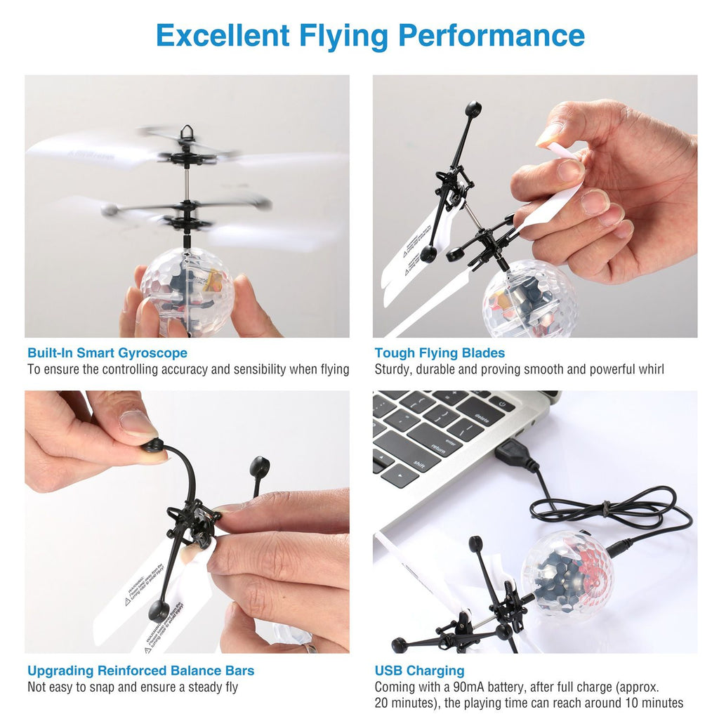 Eggracks by Global Phoenix - RC Flying Balls Electric Infrared Induction Drone Helicopter Ball LED Light Kids Flying Toy