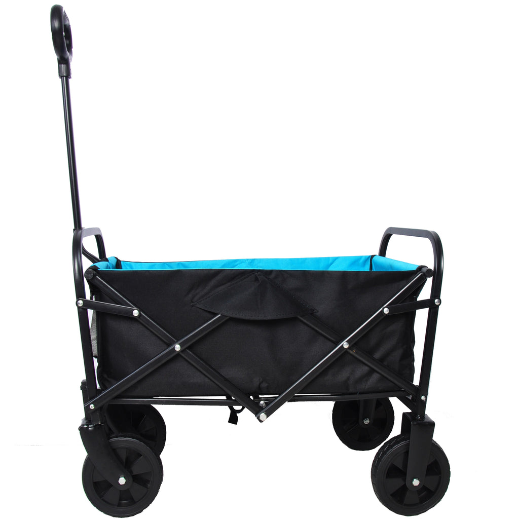 Yeah Depot - Mini Folding Wagon Garden Shopping Beach Cart (black+blue)