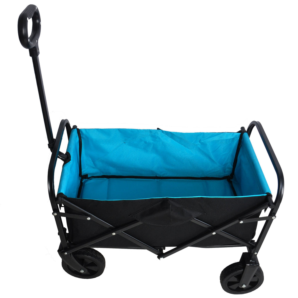 Yeah Depot - Mini Folding Wagon Garden Shopping Beach Cart (black+blue)
