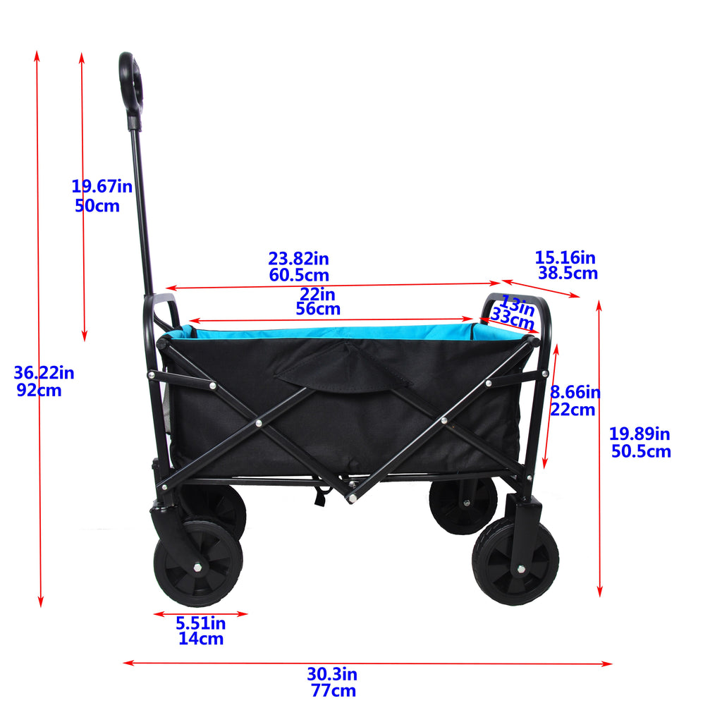 Yeah Depot - Mini Folding Wagon Garden Shopping Beach Cart (black+blue)