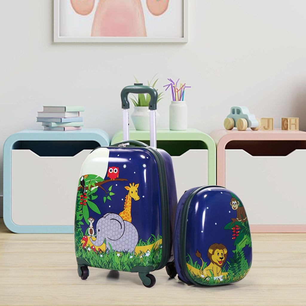 FX070 - 2 PCS Kids Luggage Set, 12'' Backpack and 16'' Spinner Case with 4 Universal Wheels, Travel Suitcase for Boys Girls
