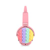 inQ Boutique - Fidget Headphones Kids Toy Headset, Wireless Bluetooth Headphone Pop Bubble On-Ear Headphone Fidget Toy Rainbow Color Fidget Headset for Children Adults (Pink-Cat)
