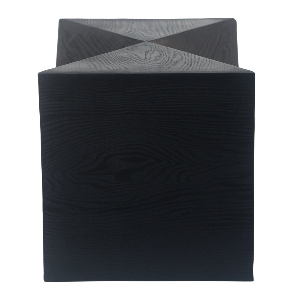 Yeah Depot - 14.25'' Black Prismatic Symmetry Concrete Side Table with Smooth Wood Grain Texture and Modern Prismatic Shape â€“ Weather-Resistant Accent for Patio, Garden, or Balcony