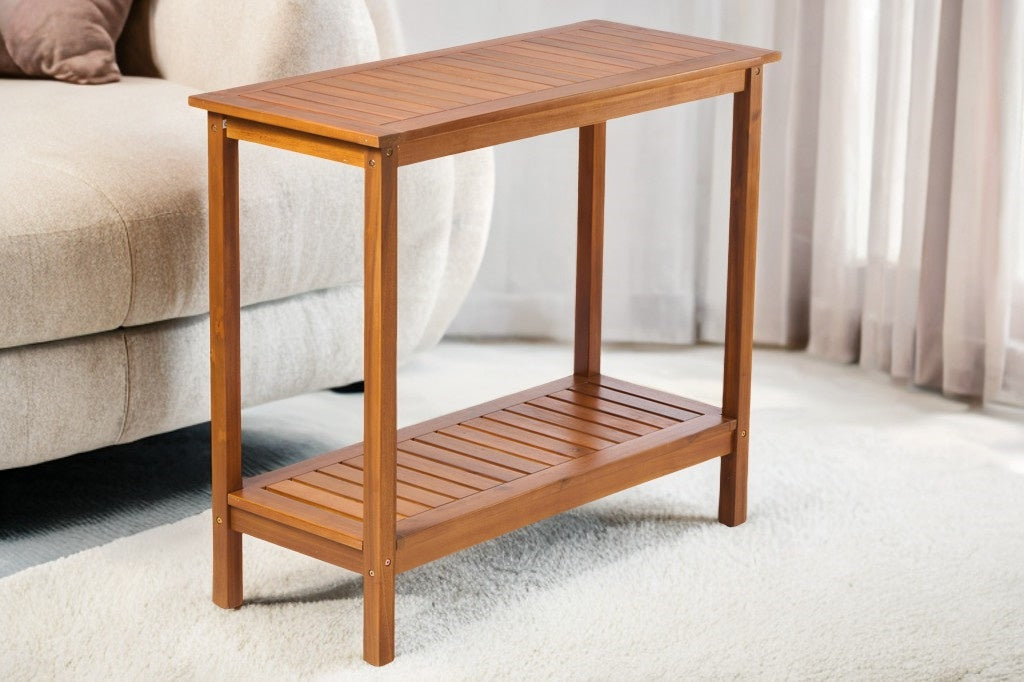 Yeah Depot - Wooden Workstation for Garden Balcony Garage, Acacia Console Potting Table Light Brown