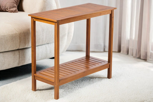 Yeah Depot - Wooden Workstation for Garden Balcony Garage, Acacia Console Potting Table Light Brown