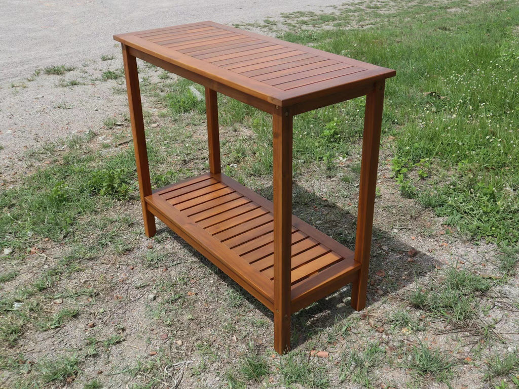 Yeah Depot - Wooden Workstation for Garden Balcony Garage, Acacia Console Potting Table Light Brown