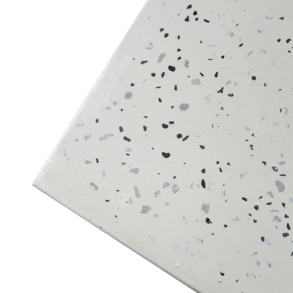 Yeah Depot - 14.75'' White Terrazzo Finish Prismatic Symmetry Concrete Outdoor Side Table with Prismatic Design â€“ Weather-Resistant Accent for Patio, Garden, or Balcony