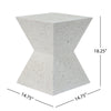 Yeah Depot - 14.75'' White Terrazzo Finish Prismatic Symmetry Concrete Outdoor Side Table with Prismatic Design â€“ Weather-Resistant Accent for Patio, Garden, or Balcony