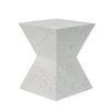 Yeah Depot - 14.75'' White Terrazzo Finish Prismatic Symmetry Concrete Outdoor Side Table with Prismatic Design â€“ Weather-Resistant Accent for Patio, Garden, or Balcony
