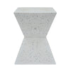 Yeah Depot - 14.75'' White Terrazzo Finish Prismatic Symmetry Concrete Outdoor Side Table with Prismatic Design â€“ Weather-Resistant Accent for Patio, Garden, or Balcony