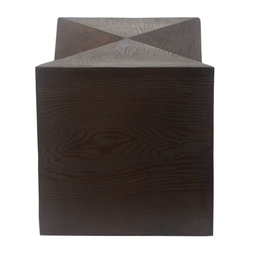 Yeah Depot - 14.25'' Natural Wood Grain Finish Prismatic Symmetry Concrete Outdoor Side Table with Symmetric Design â€“ Weather-Resistant Accent for Patio, Garden, or Balcony