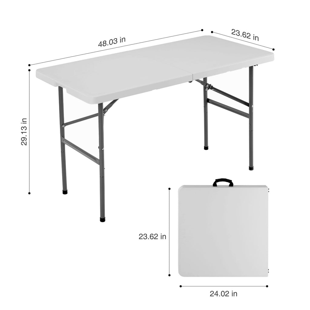 Yeah Depot - 4ft Folding Table Outdoor Indoor Heavy Duty Portable Table with Carrying Handle for Camping Picnic Party