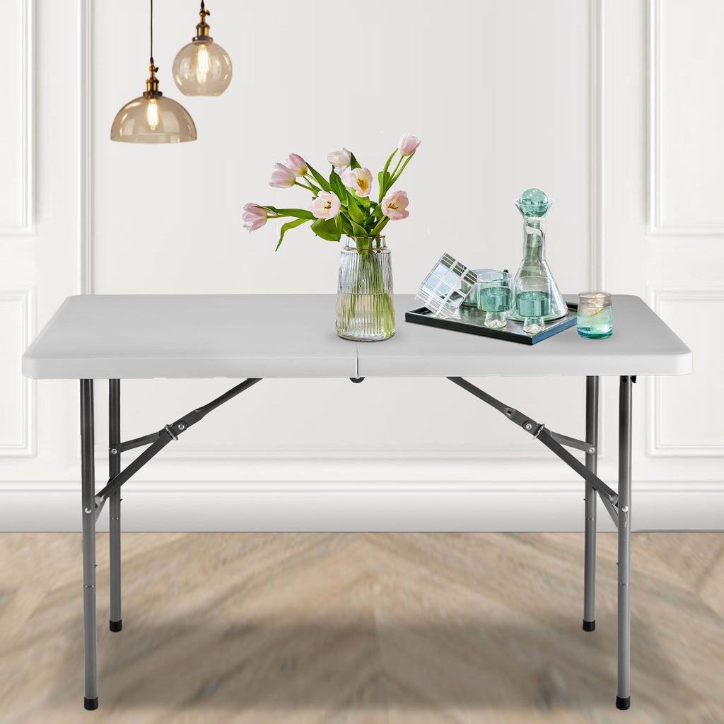 Yeah Depot - 4ft Folding Table Outdoor Indoor Heavy Duty Portable Table with Carrying Handle for Camping Picnic Party