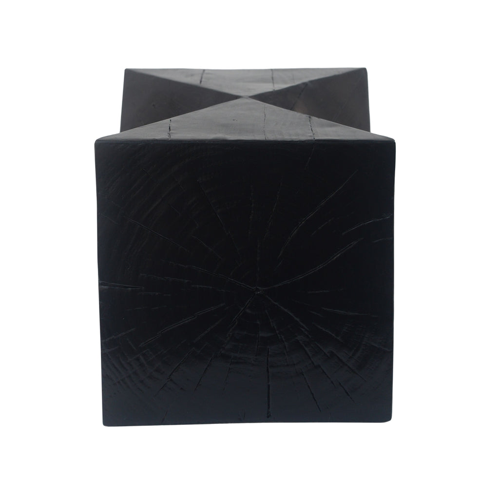 Yeah Depot - 14.25'' Black Concrete Side Table with Rustic Hand-Carved Texture and Unique Symmetric Form â€“ Weather-Resistant Accent for Patio, Garden, or Balcony
