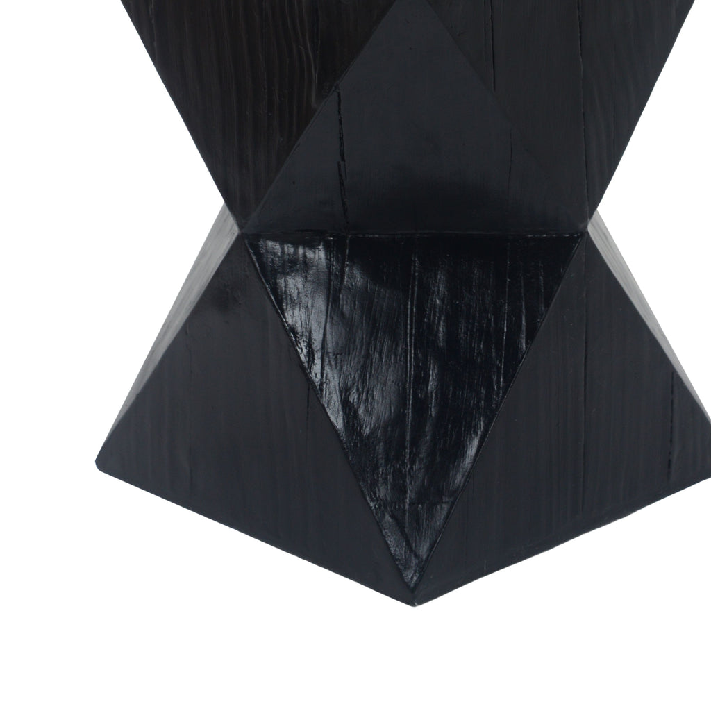 Yeah Depot - 14.25'' Black Concrete Side Table with Rustic Hand-Carved Texture and Unique Symmetric Form â€“ Weather-Resistant Accent for Patio, Garden, or Balcony